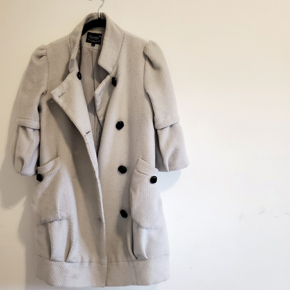 Button-Front 3/4-Sleeve Soft Coat